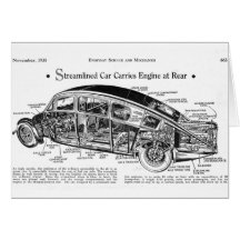 Streamlined Car Diagram Greeting Card