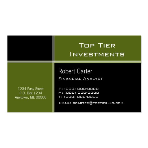 Streamlined Pro Business Card, Olive