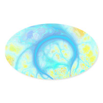 Streams of Joy – Cosmic Aqua & Lemon Oval Sticker