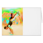 Street Dancing, Green/Yellows/Oranges, No-Sil't Greeting Cards
