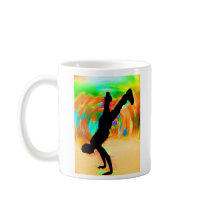 Street Dancing, Silhouette, Green/Orange/Yellows Coffee Mug