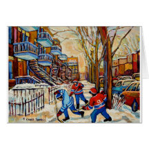 Street Hockey with 3 boys Card