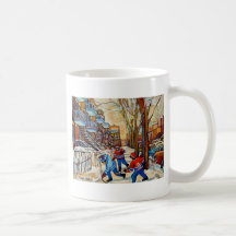 Street Hockey with 3 boys Coffee Mugs