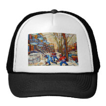 Street Hockey with 3 boys Mesh Hat
