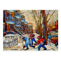 Street Hockey with 3 boys Post Card