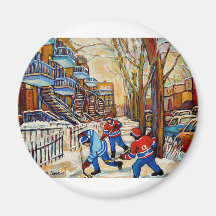 Street Hockey with 3 boys Refrigerator Magnet