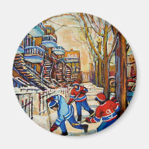 Street Hockey with 3 boys Refrigerator Magnet