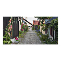 Street in old Visby Sweden Customized Photo Card