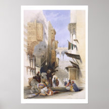 Street Leading to El Azhar, Grand Cairo, pub. 1846 Print