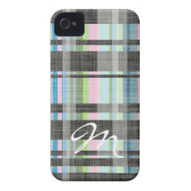 Street Plaid Pattern with monogram iPhone 4 Cases