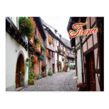 Street scene in Eguisheim, France Post Cards