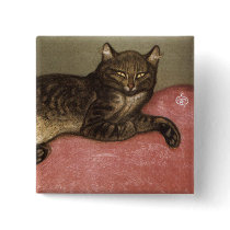 Stretched Cat on Sofa - by Theophile Steinlen Pinback Button