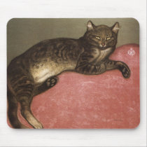 Stretched Cat on Sofa - by Theophile Steinlen Mousepad