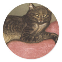 Stretched Cat on Sofa - by Theophile Steinlen Round Sticker