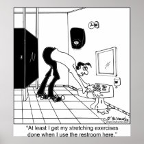 Stretching Exercises in a Restroom