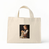 Strickendes Mädchen Knitting Girl Canvas Bags