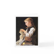 Strickendes Mädchen Knitting Girl Cards