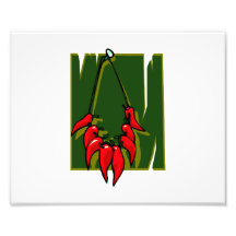 string of red peppers green back photo art