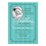 Striped Baptism Invitation (Tiffany Blue)