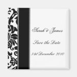 Striped black white and grey damask Wedding set Refrigerator Magnet