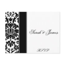 Striped black white and grey damask Wedding set Postcards