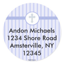 Striped Blue Cross Return Address Sticker