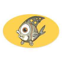 Striped Fish Oval Stickers