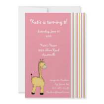Striped Giraffe Pink Invitation..