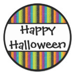 Striped Happy Halloween Round Sticker