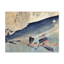 Striped mullet Bora by Ando, Hiroshige Ukiyoe Postcards