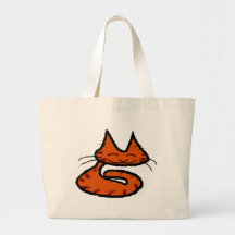 Striped Orange Kitty Nap Time Tote Bags