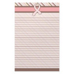 Striped Pink & Brown Pink Ribbon Lined stationery