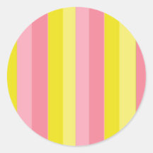 Striped Pink Lemonade Round Stickers