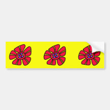 Striped Red Chequered Blossom Bumper Sticker