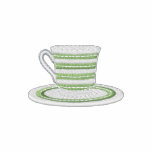 Striped Tea Cup Embroidered Hoody
