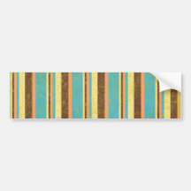 STRIPES07 RETRO STRIPES LIGHT YELLOW BLUE TAN ORAN BUMPER STICKERS
