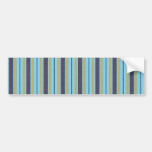 stripes91 STRIPES BLUE TAN NAVY BRIGHT VIBRANT LIG Bumper Stickers