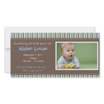 Stripes Baby Boy Birth Announcement Photo Cards
