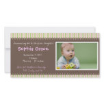 Stripes Baby Girl Birth Announcement Personalized Photo Card