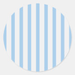 Stripes BabyBlue & White Round Sticker