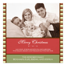 Stripes Christmas Photo Card Personalized Invite