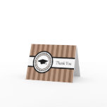 Stripes Graduation Cap Thank You Card (Brown)