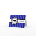 Stripes Graduation Cap Thank You Card (Navy Blue)