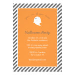Stripes Orange Cute Ghost Kids Halloween Party Invitation