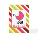 Stripes & Pink Carriage Baby Shower Thank You