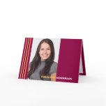 Stripes red graduation multi photo announcement card