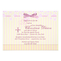Stripes, Ribbon and Flowers  Invitation