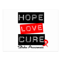 Stroke Awareness Hope Love Cure Postcards