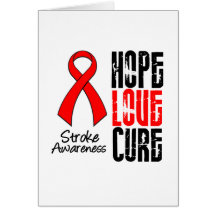 Stroke Awareness Hope Love Cure Ribbon Greeting Card