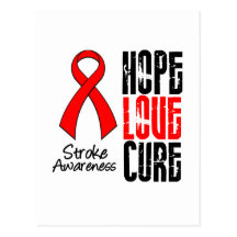 Stroke Awareness Hope Love Cure Ribbon Postcard